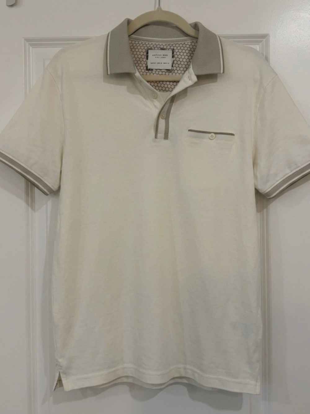 Cactus Cream Polo with Taupe Contrast Trim